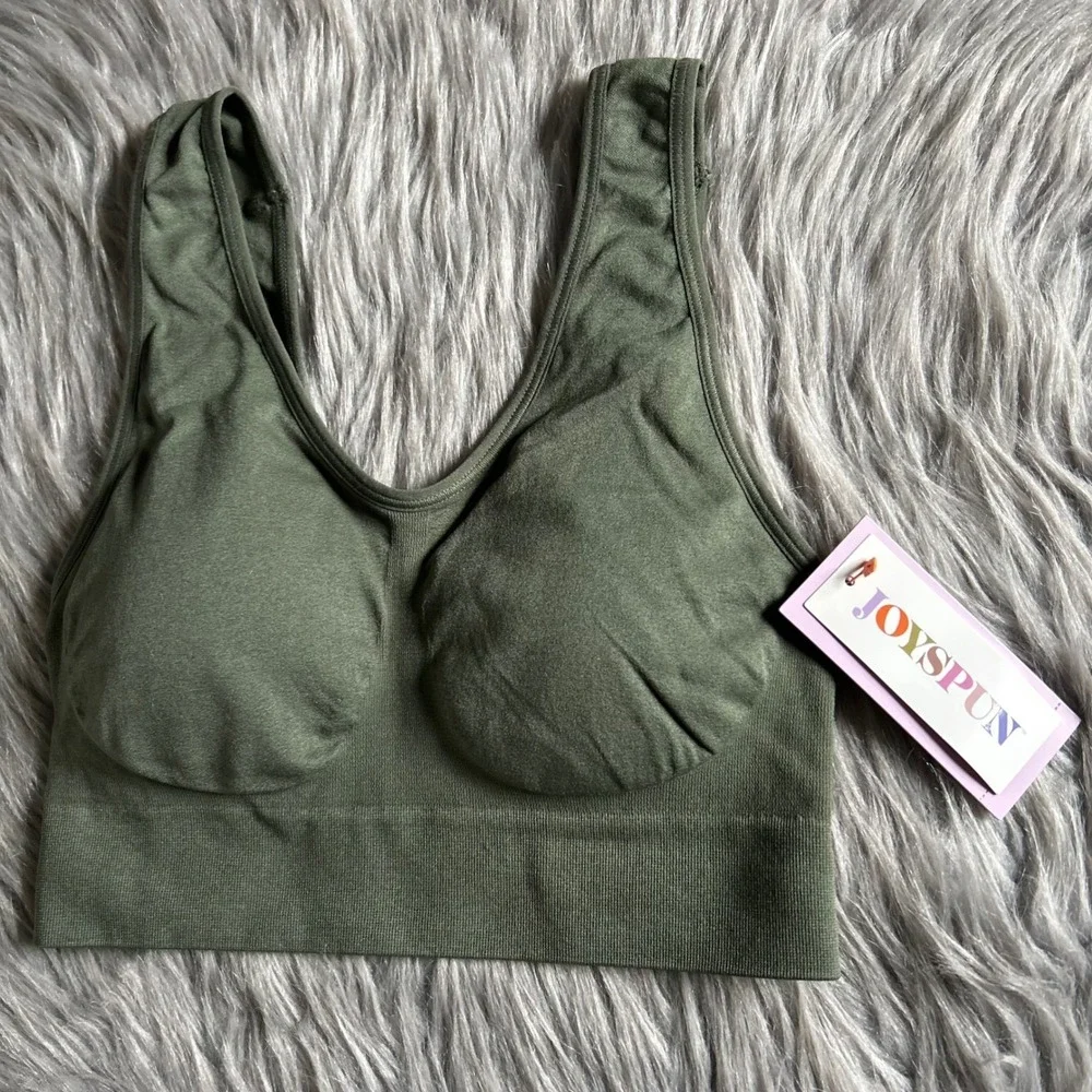 Joyspun Comfy Wireless‎ Bra Women's Size Medium Green Stretchy Pull Over NEW
